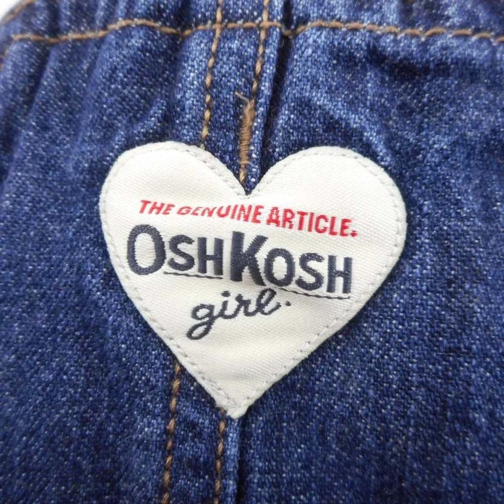 OshKosh B’gosh Baby Girl 9 Mo Denim Overall Dress Plaid Heart